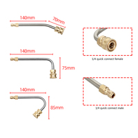 Accessoire de nettoyage de gouttières pour nettoyeur haute pression SPS 1/4 pouce à connexion rapide, tige d'extension courte courbée à 90 degrés
