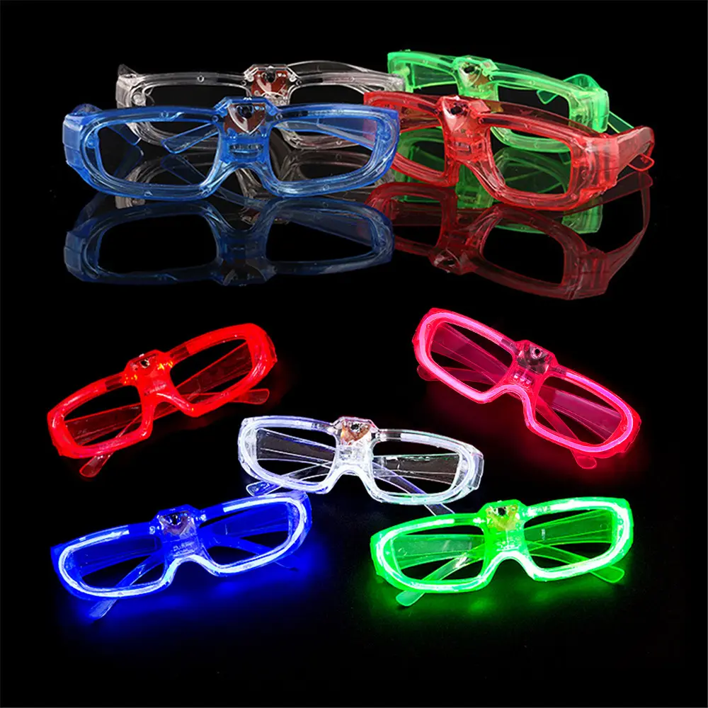 Vente en gros de lunettes à led en plastique avec fil EL jouets lumineux de fête lunettes lumineuses Rave de Noël