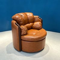 Fauteuil pivotant en cuir PU de style vintage avec table basse intégrée, pour salon, bureau ou salle d'étude, chaise Jiangshan de luxe léger, mobilier de maison