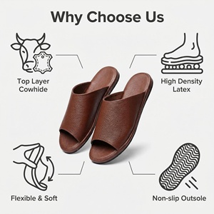 Sandales compensées unisexes en cuir de vachette véritable avec doublure en flanelle, haut de gamme, luxueuses, imperméables, antidérapantes et respirantes - Product Image 6