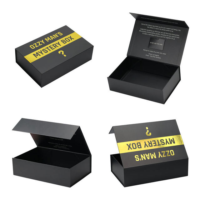 Without Products Mystery Box Custom Brand Mysterious Surprise Outer Packing Paper Rigid Black Gift Box with Magnetic Lid