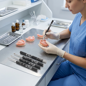 <span class=keywords><strong>Pincel</strong></span> de Modelado Dental 100% Pelo <span class=keywords><strong>Kolinsky</strong></span> Puro con Mango Metálico y Diseño Floral para Coronas de Cerámica y Glaseado Dental - Product Image 1