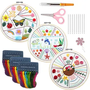Charmkey Básico Ponto Cruz Kit DIY Bordado Conjunto para Iniciantes Bordado Rodada Costura Artesanato Kit - Product Image 1