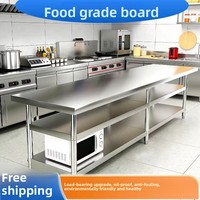 Plan de travail électrique antistatique extra-épais en acier inoxydable à trois niveaux, station d'emballage, comptoir de préparation de cuisine, table à manger