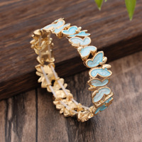 Nouvelle mode de luxe Bracelet en alliage polyvalent pour femmes Style frais peinture à l'huile coloré papillon volant bracelets élastiques