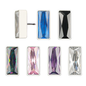 Gros Titane Rectangle Forme Labret Corps Bijoux CZ Lunette Top Boucle D'oreille Zircon Sans Fil Piercing Bijoux pour Fiançailles - Product Image 6