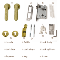 Serrure de porte dorée pour chambre à coucher, usage domestique intérieur, silencieuse, avec poignée symétrique pour porte en bois, barres de traction d'entrée, modèle Matrix