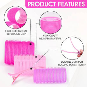 Self Grip Cold Plastic <b>Hair</b> <b>Rollers</b> Set Jumbo Size Heatless DIY Salon Use - Product Image 2