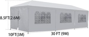 Lều Tiệc Ngoài Trời 10x30FT 3X9M Cho Sự Kiện Đám Cưới Canopy Marquee <span class=keywords><strong>Tent</strong></span> Với Sidewalls Có Thể Tháo Rời - Product Image 3