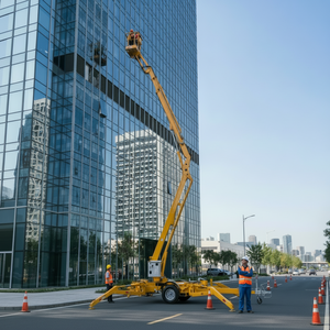 L-392 China Telescopic Articulated Boom Lift Hydraulic Man Lift <strong>Tracked</strong> <strong>Cherry</strong> <strong>Picker</strong> Towable Boom Lift for <strong>Sale</strong> - Product Image 1