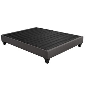 DB Contemporary 14 in. Platform <b>Mattress</b> Foundation, <b>Queen</b> <b>Size</b> Upholstered Bed Frame Base, Dark Gray - Product Image 1