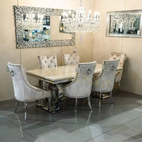 Table de banquet de mariage, de réception ou d'hôtel, design moderne et élégant, pieds en acier inoxydable doré, plateau en marbre, fabriquée par Xuanzhen Factory