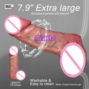 Penis-Hülle, Cock <span class=keywords><strong>Sleeve</strong></span>, Männliches Sexspielzeug, Realistischer Penisverlängerer, Wiederverwendbare Penis-Hülle, Penisvergrößerer, Erwachsenen-Spielzeug - Product Image 1