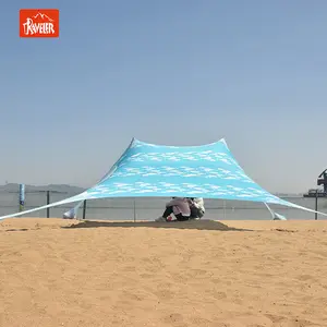 Tenda de praia para acampamento, piquenique, sol, abrigo de spandex com sandbag