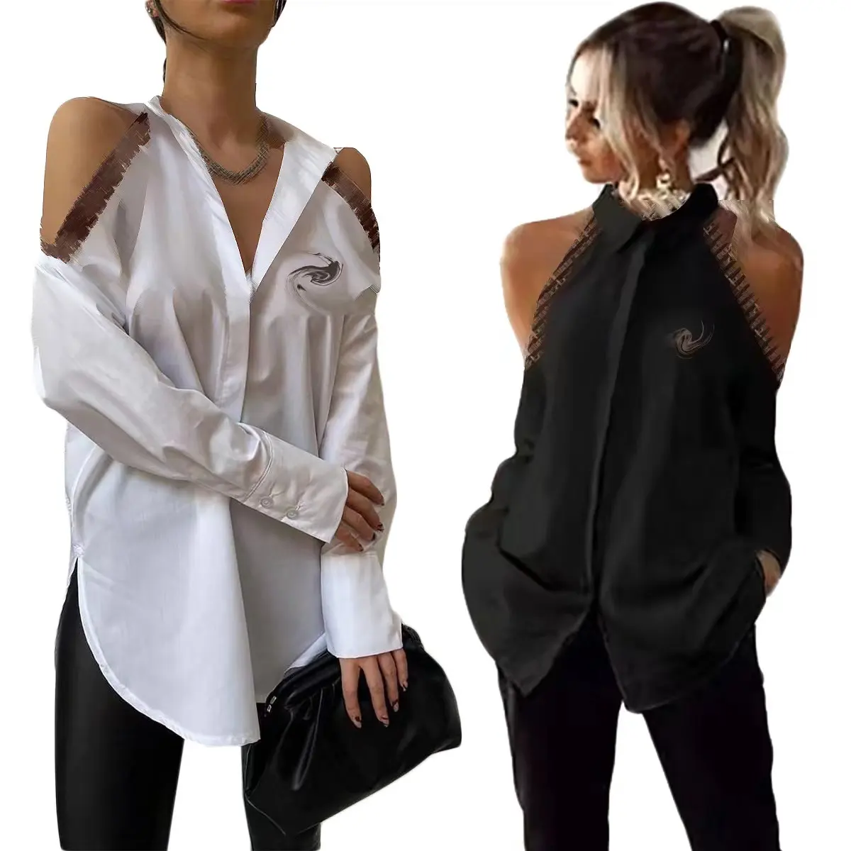 Wholesale Fashion Female Elegant Printed Shirt Chiffon Loose Long Sleeve Blouse Ladies' Office Blouses Women's Blouses & Shirts