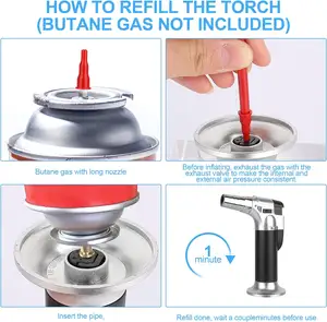Butane Gas Not Included Refillable Soldering Torch Kitchen Torch Lighter With Safety Lock And Adjustable Flame