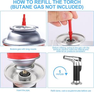 Gaz butane non inclus torche à souder rechargeable torche <span class=keywords><strong>de</strong></span> <span class=keywords><strong>cuisine</strong></span> briquet <span class=keywords><strong>avec</strong></span> verrouillage <span class=keywords><strong>de</strong></span> sécurité et flamme réglable - Product Image 5