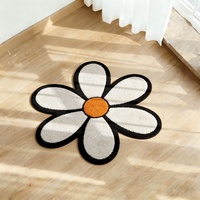 Tapis tufté à la main motif marguerite, tapis 3D en forme de prairie mousseuse, tapis de sol en peluche vert esthétique à fleurs pour la décoration du salon