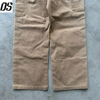 Pantalon de travail en toile de coton marron vintage Y2K à double genouillère pour homme, personnalisable par DS Customize