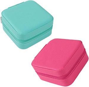 Boîte à bijoux portable en cuir et velours avec fermeture éclair, compartiments divisés, boîte de rangement anti-oxydation, boîte cadeau pour bijoux - Product Image 3