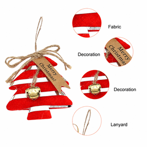 Red-White Striped Christmas Tree <b>Ornaments</b> Hanging Supplies With Golden Bell Jute Twine & Kraft Tags for Christmas Decor - Product Image 4