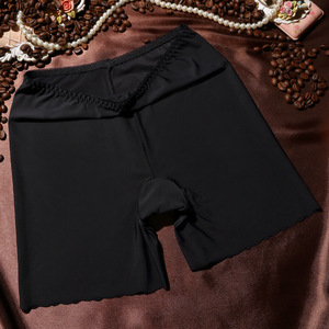 Short de sécurité femme taille haute pour l'été sans couture mince glace soie grande taille pantalon Anti-exposition motif solide tricoté tissage - Product Image 5