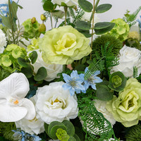 Decoración de Flores Artificiales de Seda Hechas a Mano en Verde, Azul y Blanco, Duraderas, para Fondo de Boda, Arco, Mesa, Alquiler para Fiestas, Decoración de Escaparates
