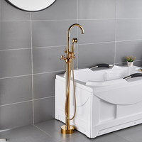 Robinetterie de salle de bain en laiton : Robinet mitigeur de baignoire sur pied avec bec de douche, Robinets de bain et de douche pour salle de bain