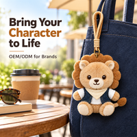 Porte-clés en peluche personnalisé OEM ODM, adorable lion animal, breloques pour sac, pour usage quotidien, vente en gros, jouet en peluche lion