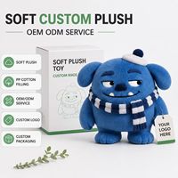 Peluche Monstre à Poils Courts avec Écharpe Bleue Personnalisée, Fabricant Direct d'Usine OEM ODM, Vente en Gros d'Animaux en Peluche Amusants, Faible MOQ