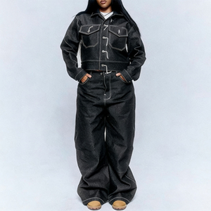 Vêtements avec logo personnalisé, <span class=keywords><strong>veste</strong></span> streetwear brodée, <span class=keywords><strong>veste</strong></span> ample élégante et confortable, vestes en denim brut pour hommes, lourdes - Product Image 2