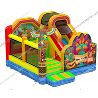 Western Cowboy Slide Bounce House Combo Jumper Air Bouncy Combo Castle Obstacle Slide Bouncer Gonflable Moonwalk Slide Bouncers