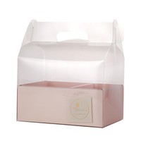 Boîte cadeau portable en PVC transparent avec poignée intégrée, boîte cadeau transparente pour l'emballage de desserts et pâtisseries, vente en gros
