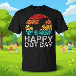 Happy Dot Day T-shirt coloré à pois avec dinosaures pour garçons - Product Image 3