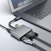 Adaptador USB 3,0 Hub 4 en 1 tipo C con HDMI Compatible para Macbook Samsung Hu Google para aplicación de monitor y altavoz 4K