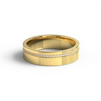 Luxuriöser 18K 14K Vergoldeter Ring mit Brillantschliff Laborgezüchteten Diamanten, Breiter Bandring mit Mikro-Pavé-Ewigkeitsreihe, Unisex Ehering