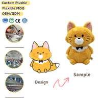 Boneka Rubah Kartun Kustom Grosir, MOQ Fleksibel, Boneka Rubah Isi Dakron Personalisasi, Desain Maskot Kustom, Pita Lucu Kustom