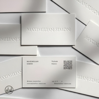 Carte de remerciement de luxe en papier épais blanc 500 g/m² avec logo gaufré 10*15 cm, texture papier coton personnalisée, carte de visite