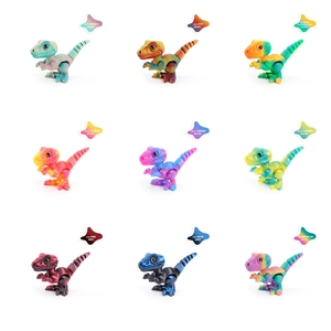 Jouets décoratifs articulés en PLA cristal flexible et coloré, imprimés en 3D, représentant un dinosaure Velociraptor de dessin animé - Product Image 3