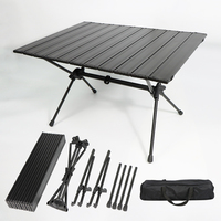 Table pliante de camping Egg Roll réglable, portable, légère, en aluminium noir, mobilier d'extérieur moderne pour la plage, la salle de sport, l'entrepôt
