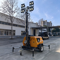 Tour d'éclairage portable 5m-9m, générateur diesel, démarrage automatique et levage à distance, super silencieux pour l'éclairage des sites de secours en cas de tremblement de terre