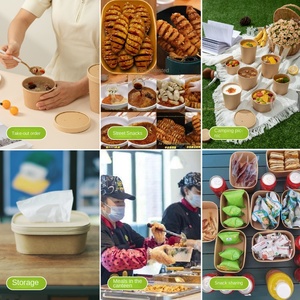 Gobelets en papier jetables de qualité alimentaire pour la crème glacée, le pudding, les desserts, l'emballage alimentaire <span class=keywords><strong>à</strong></span> <span class=keywords><strong>emporter</strong></span>, avec couvercle <span class=keywords><strong>plat</strong></span>, impression personnalisée professionnelle - Product Image 4