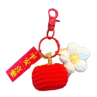 Pluche Handgemaakte Bloem Gebreide Sleutelhanger Sleutelhanger Hanger Creatieve Hanger Fruit Handgeweven Sleutelhanger Wollen Hanger Accessoires