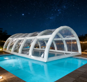 Cubierta Inflable Transparente para Piscina de PVC, Cubierta Impermeable para Piscina con Ventanas, Fácil de Instalar, para Piscinas Exteriores - Product Image 3