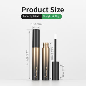 Tubos de brillo de labios redondos esmerilados degradados negros personalizables de 6ml con tapa dorada, contenedor de lápiz labial cosmético de plástico con logotipo personalizado - Product Image 3