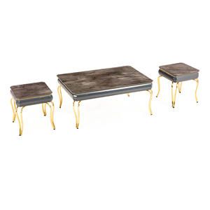 Mesa de Centro Moderna de Imitación Mármol con Patas de Metal Doradas, Muebles para Sala de Estar - Product Image 4