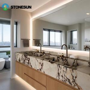 Мраморная раковина StoneSun Calacatta Viola для ванной комнаты, настенная, прямоугольная, для декора туалетной комнаты - Product Image 6