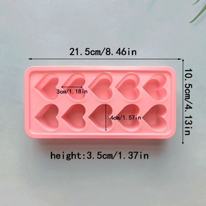 Vendita calda 10 cavità 3D a forma di cuore in Silicone stampo per ghiaccio antiaderente vassoio per la cottura di cioccolato caramelle stampi whisky bevande - Product Image 6