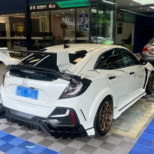 New Carbon Fiber MU Style Side Skirts Extension Lip Chin Spoiler Front <b>Splitter</b> Black for for 10TH FK8 Type R 2016+ - Product Image 2