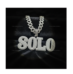Collar con Colgante de Letra Hip Hop SOLO, Plata 925 Chapada en Oro, con Moissanita, Joyería Moderna, Regalo - Product Image 1